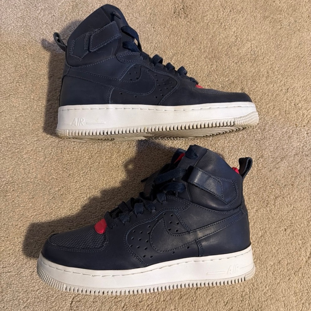 Size 7 - Nike Air Force 1 Tech Craft High Obsidian University Red